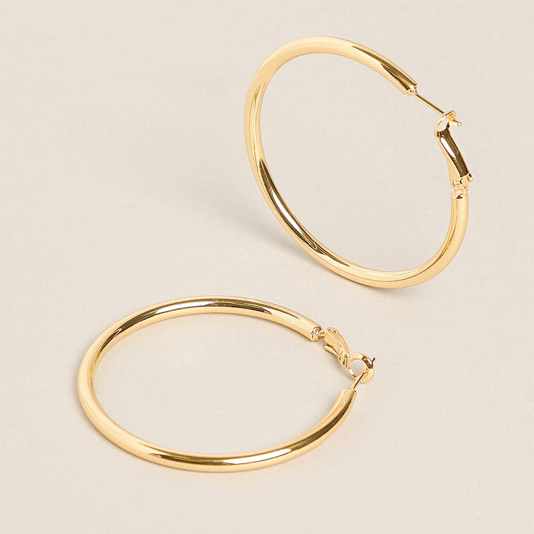 SM-14K Gold Dipped Omega Closure Hoop Earrings