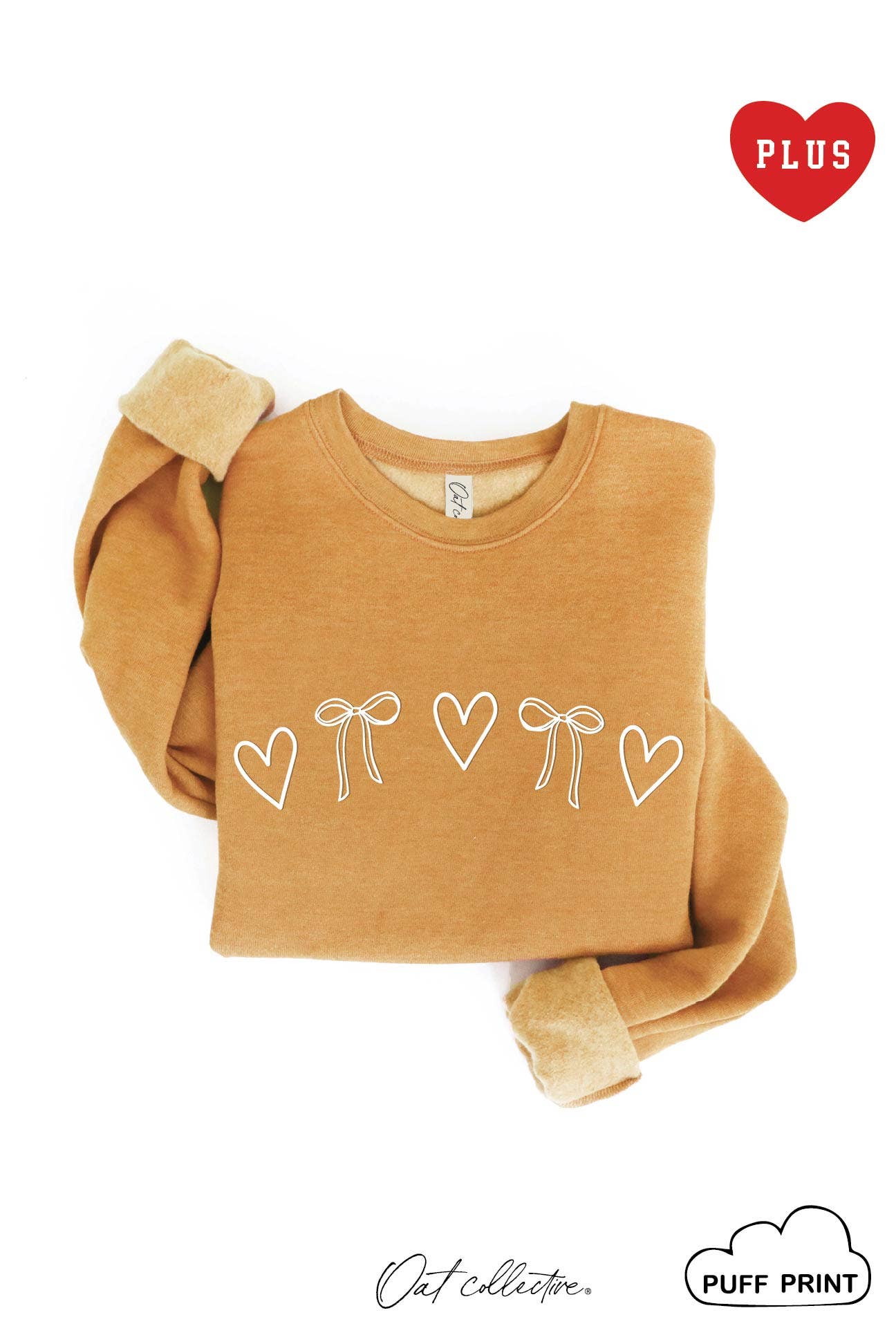 Heart and Bow Puff Plus Graphic Sweatshirt