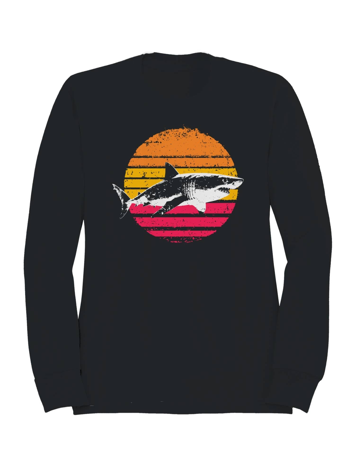Retro Sunset Shark Design Men's Sweatshirt