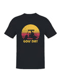 Retro Sunset Golf Cart Silhouette Men's T-Shirt