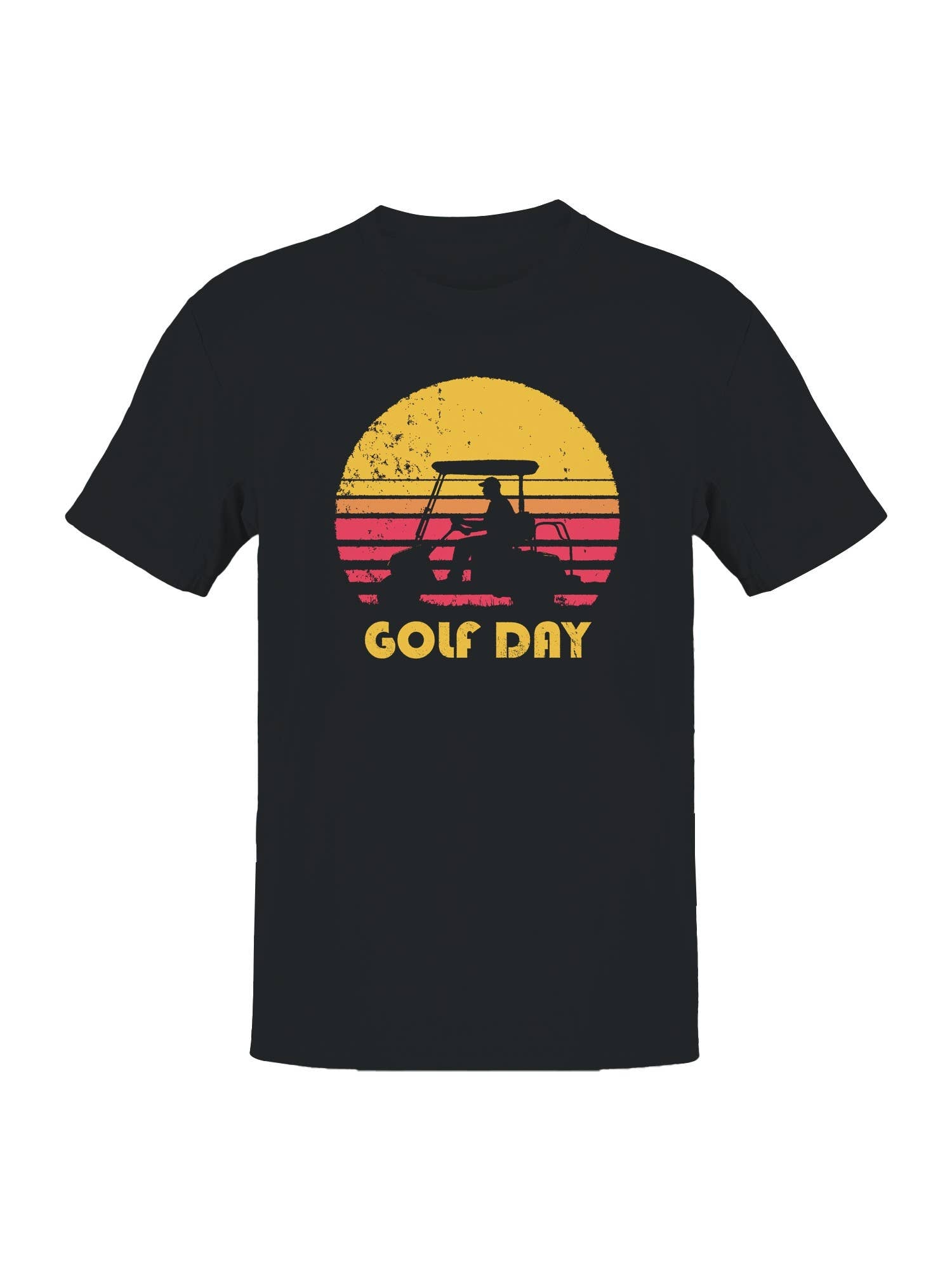 Retro Sunset Golf Cart Silhouette Men's T-Shirt