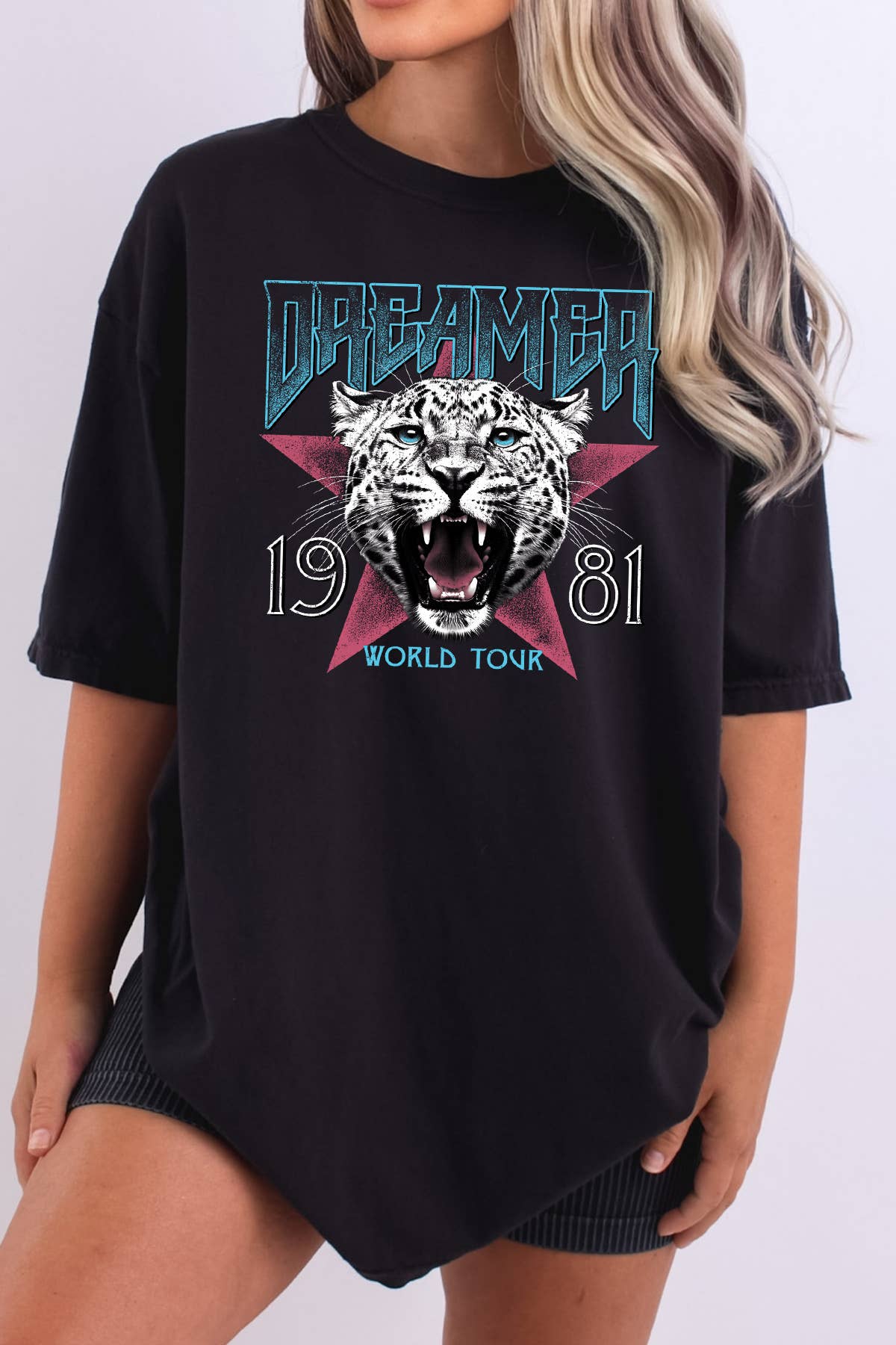 Women Cheetah Graphic Print Oversize Loose Fit Top