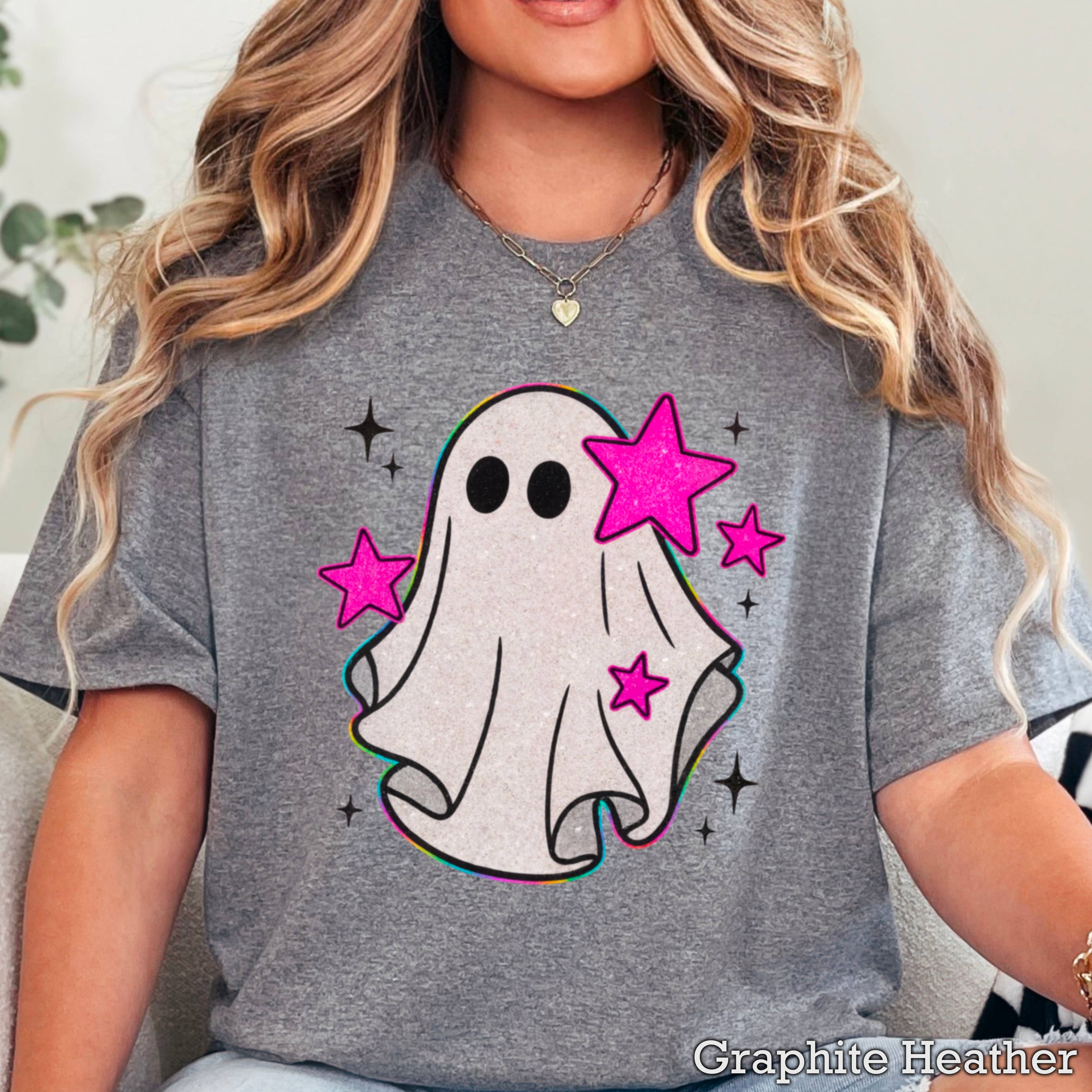 Halloween 2025 Preppy  Ghost Graphic Tee | Gildan