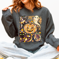 Cute Halloween Painted, Pumpkin, Black Cat Ghost Sweatshirt