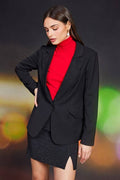 Rhinestone Collar Single-Breasted Blazer