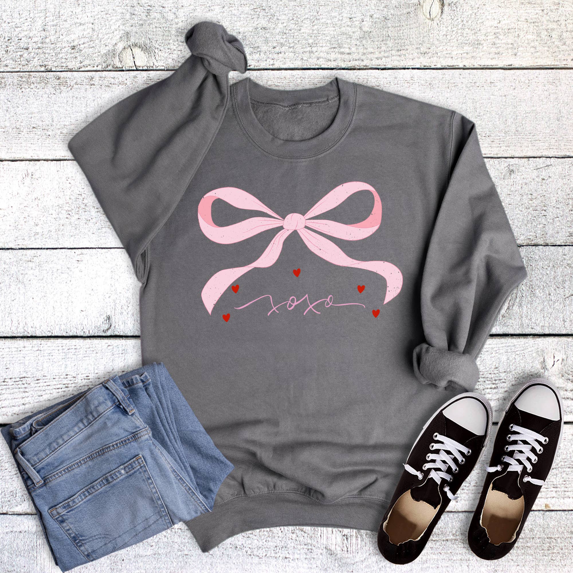 Valentine Coquette Bow Xoxo Sweatshirt