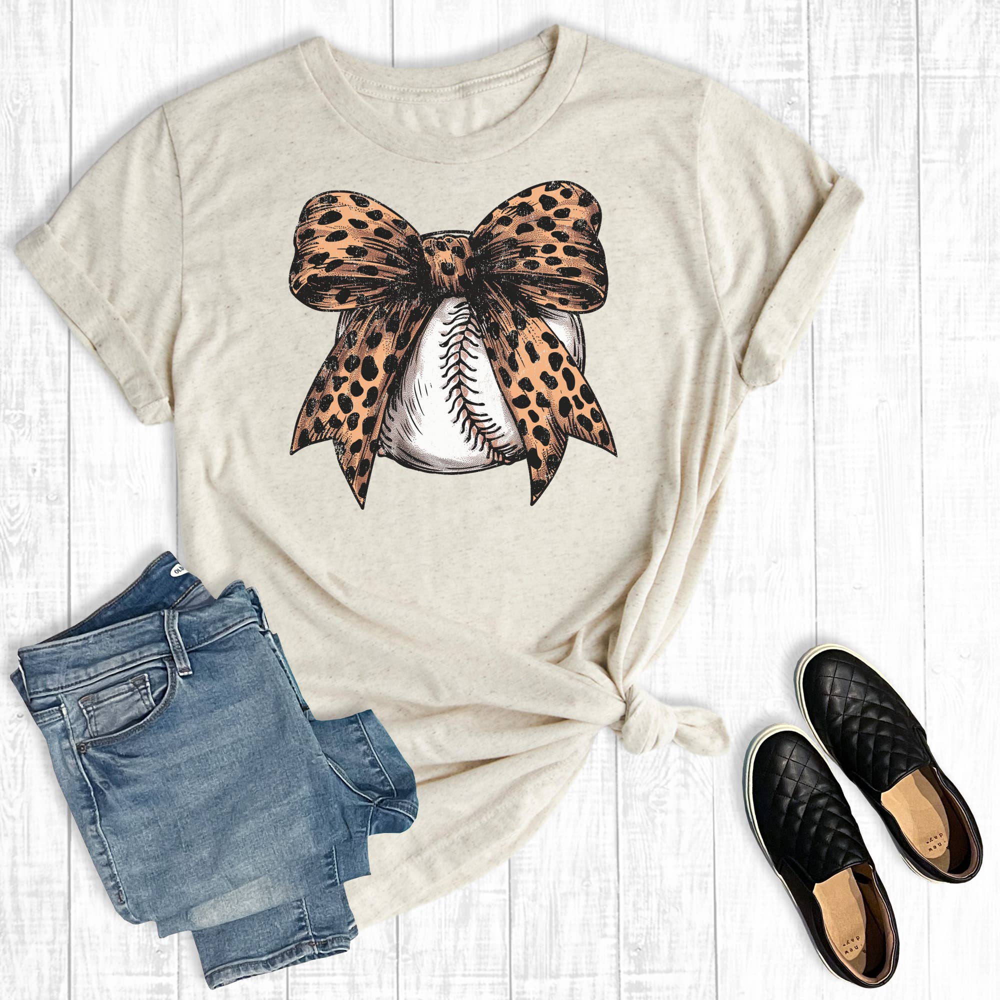 Leopard Coquette Baseball Mom Graphic Tee