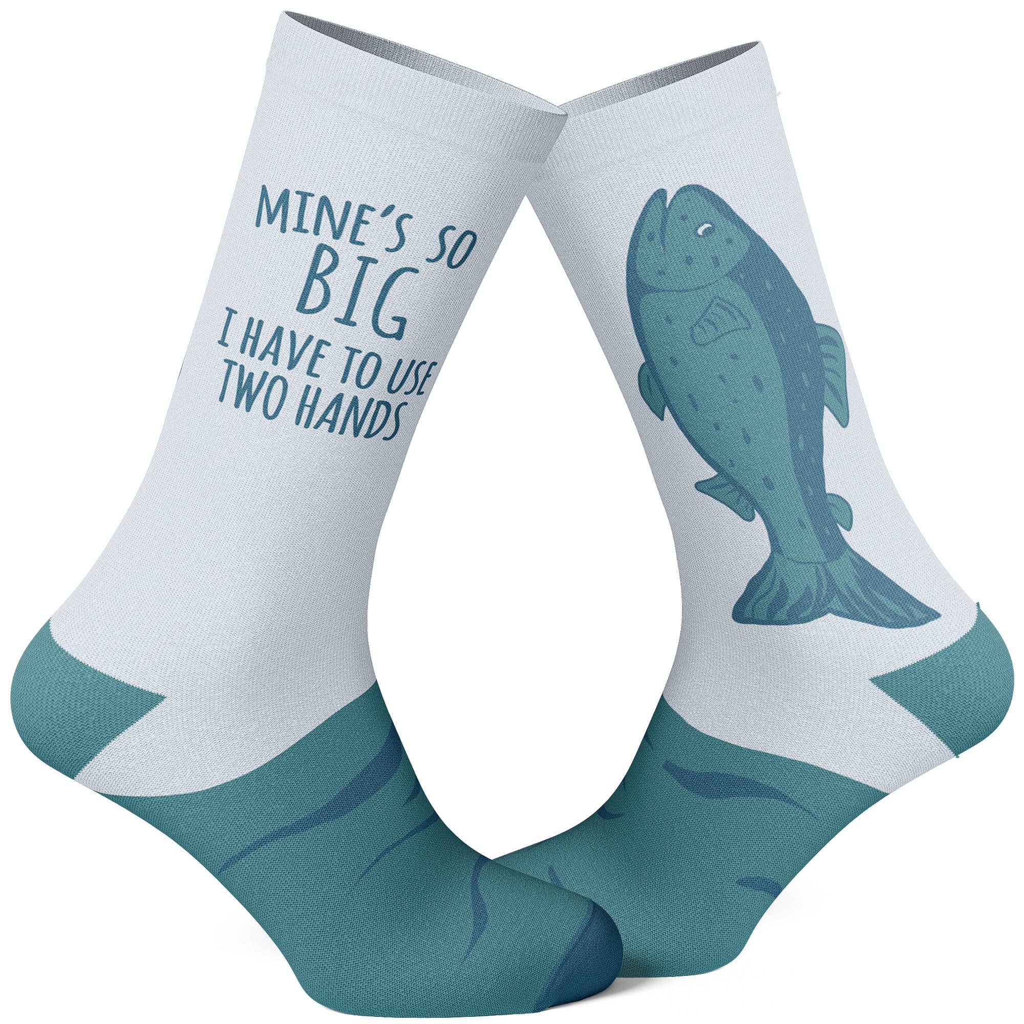 Mine's So Big I Have To Use Two Hands Fishing Sock Funny