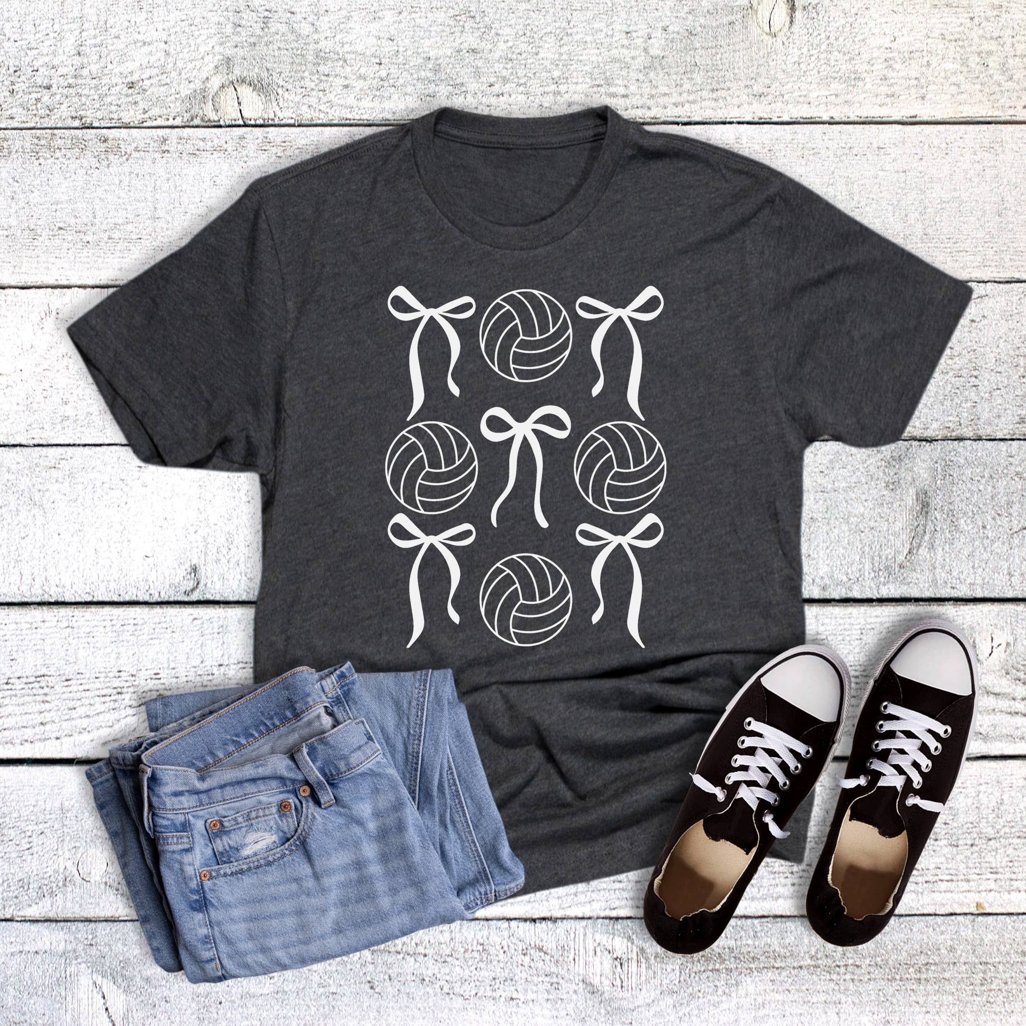 Volleyball Coquette Bows Collage Graphic Tee