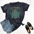 Turquoise Leopard Faith Cross Mineral Wash Graphic Tee