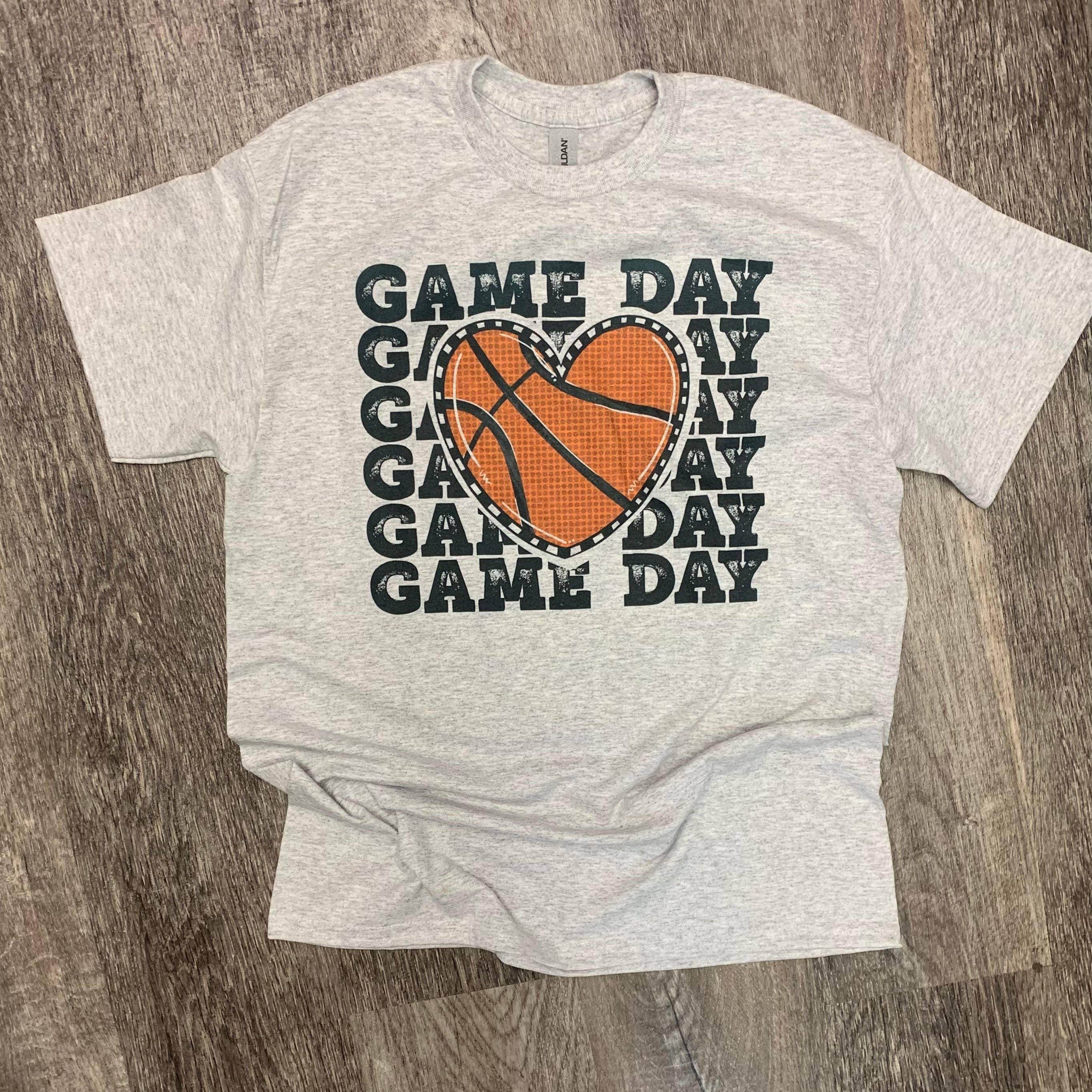 Basketball Game Day Stacked On Ash Gray Tee