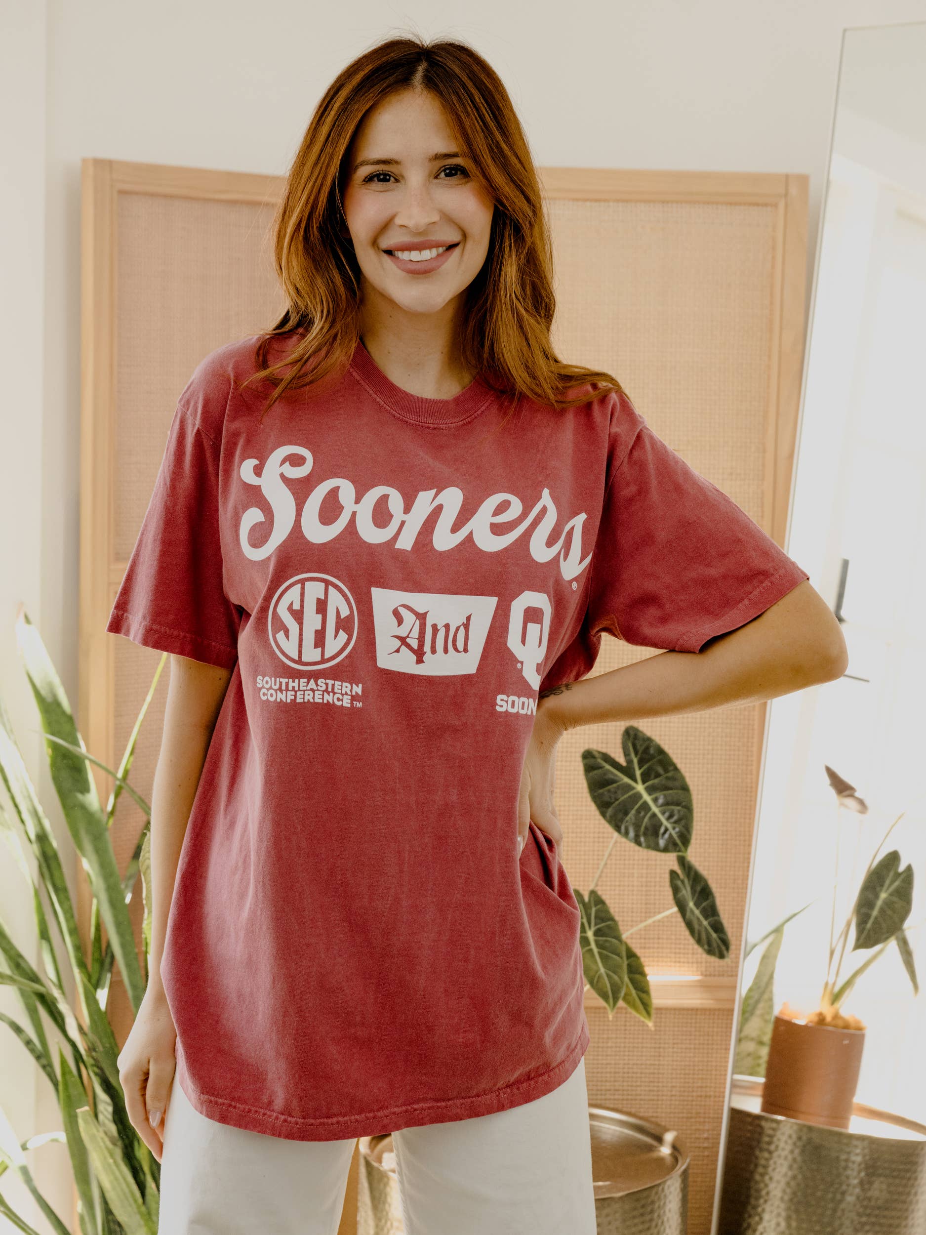 Ou Sooners Sec Tap Crimson Comfort Colors Tee