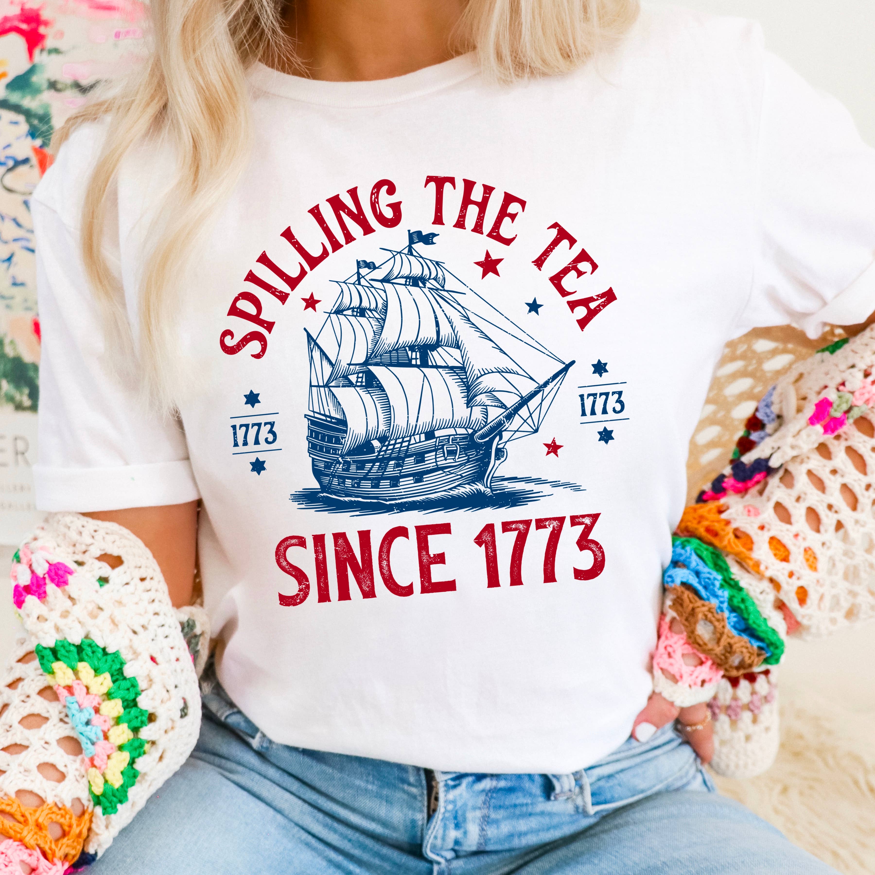 Spilling the Tea Since 1773 | July 4th Graphic Tee | Gildan