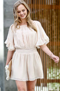 ` Ruffle Chiffon Romper /W Lining