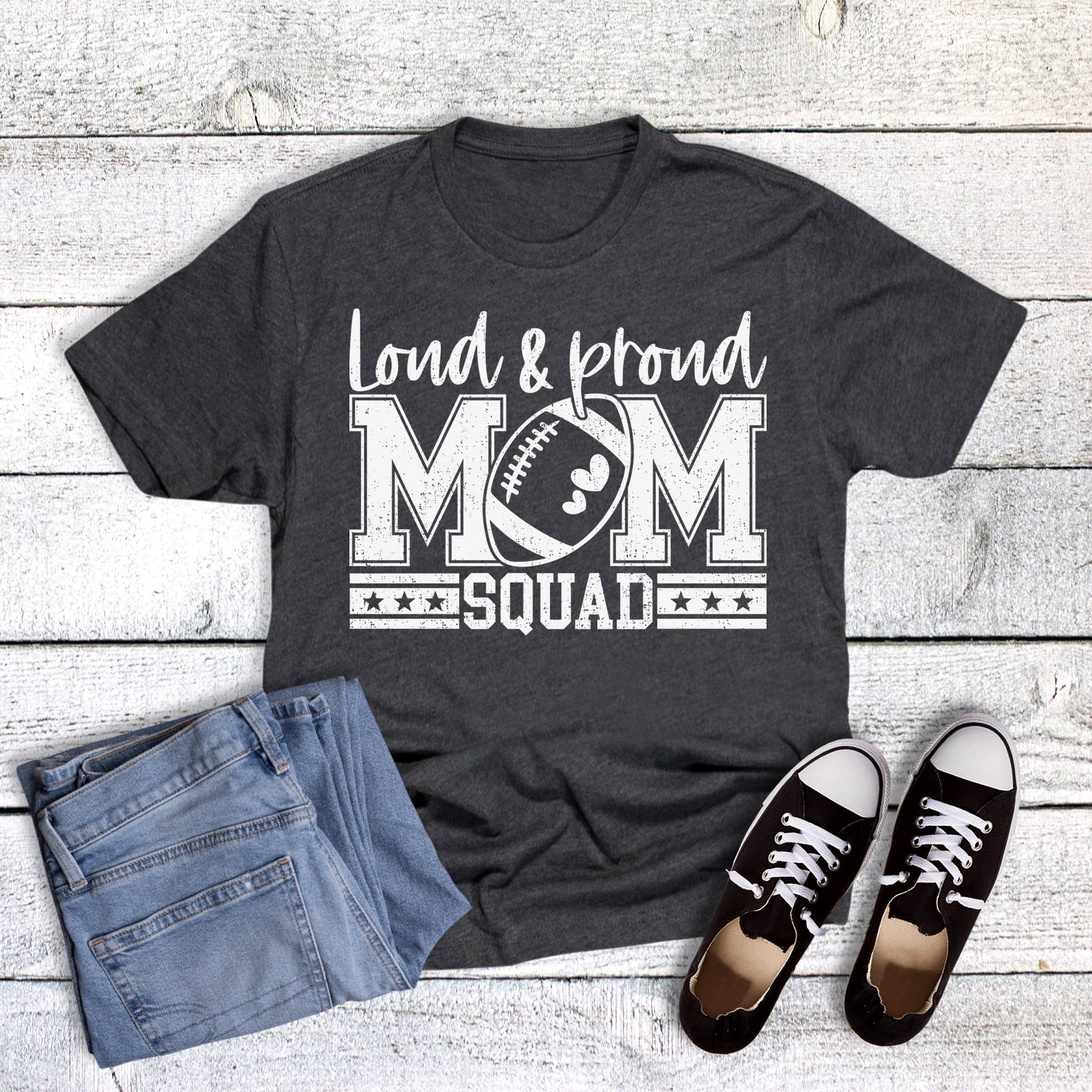 Loud Proud Football Mom Squad Graphic Tee