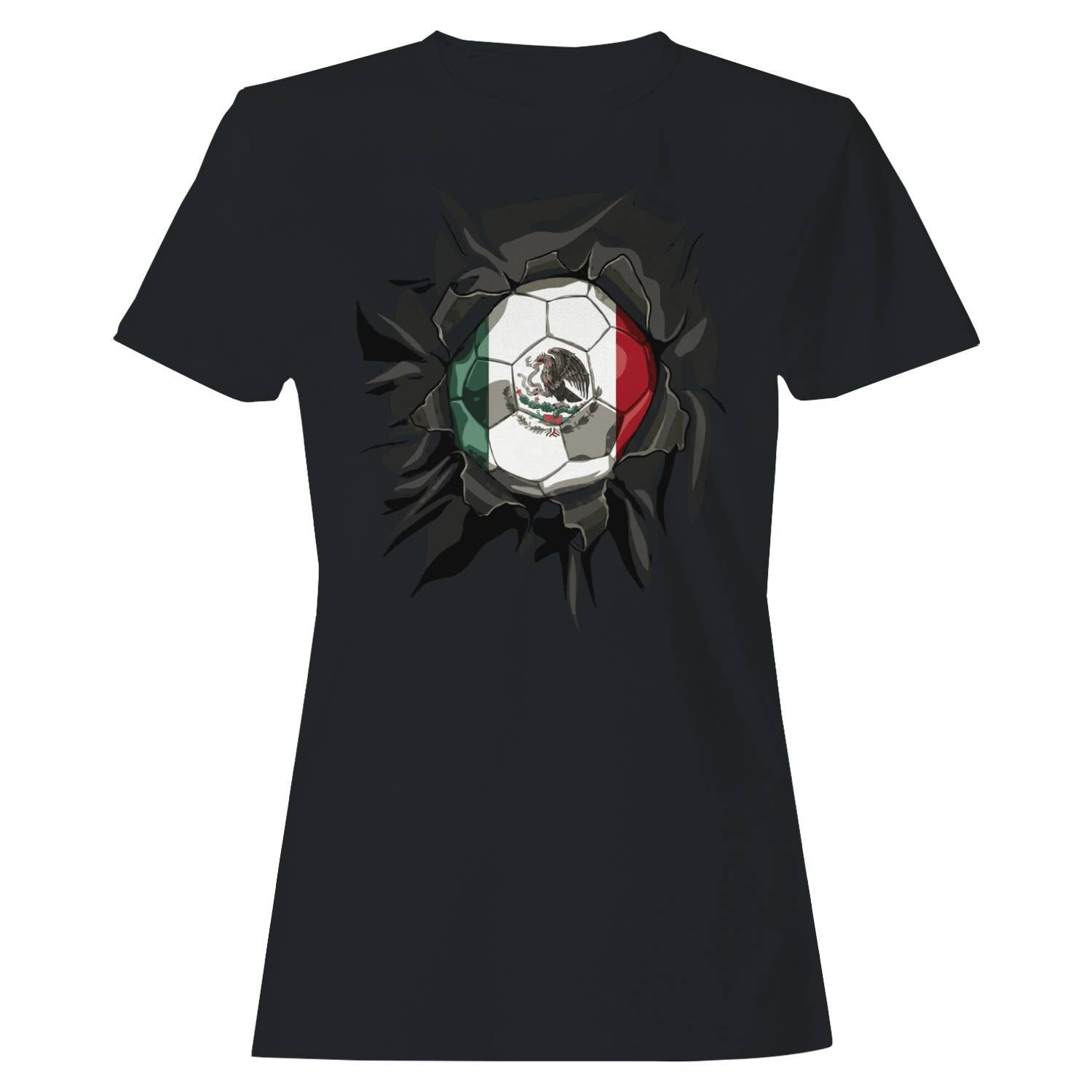Mexico Soccer Ball Ripped  Women's T-Shirt