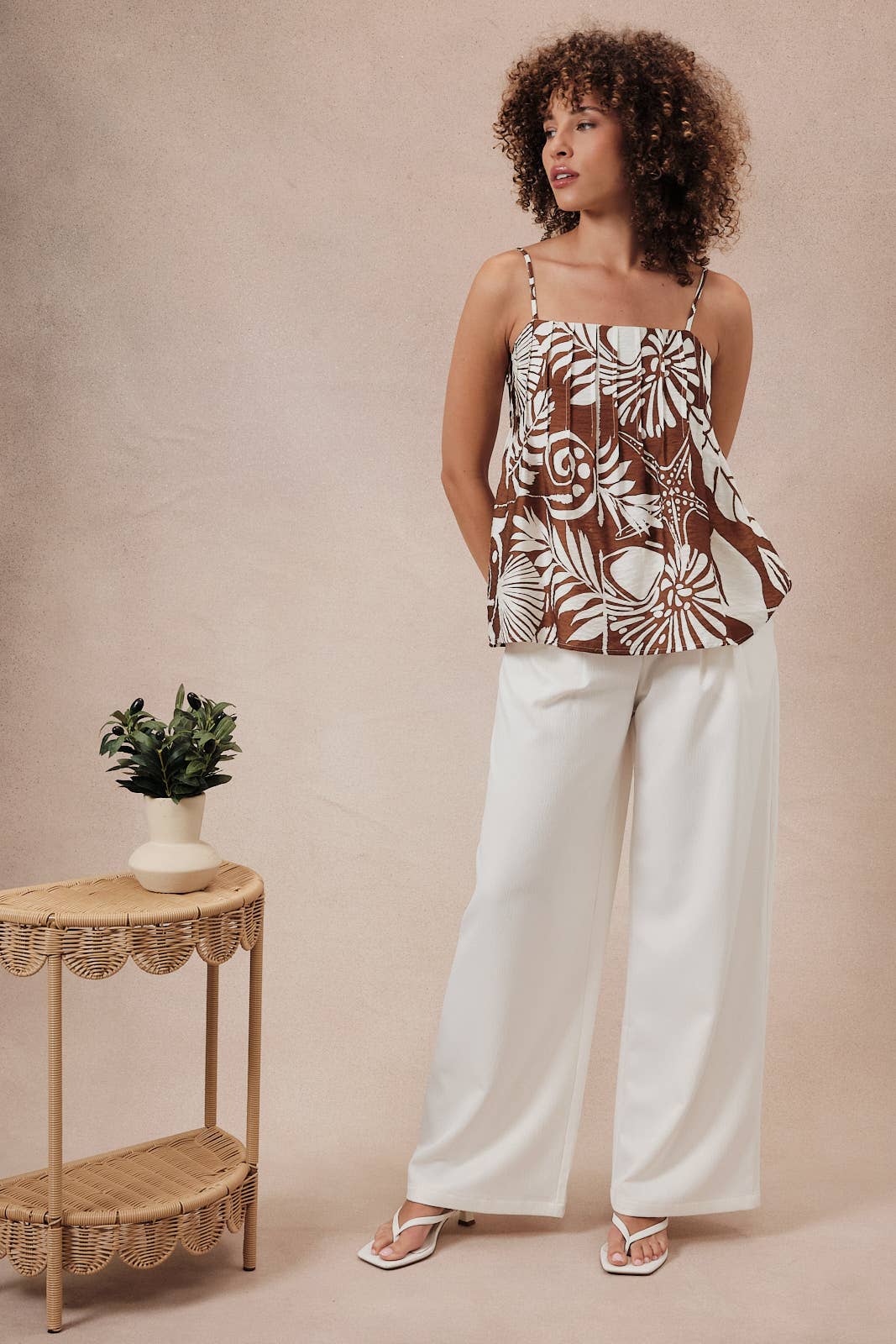Sleeveless Pleated Detail Top