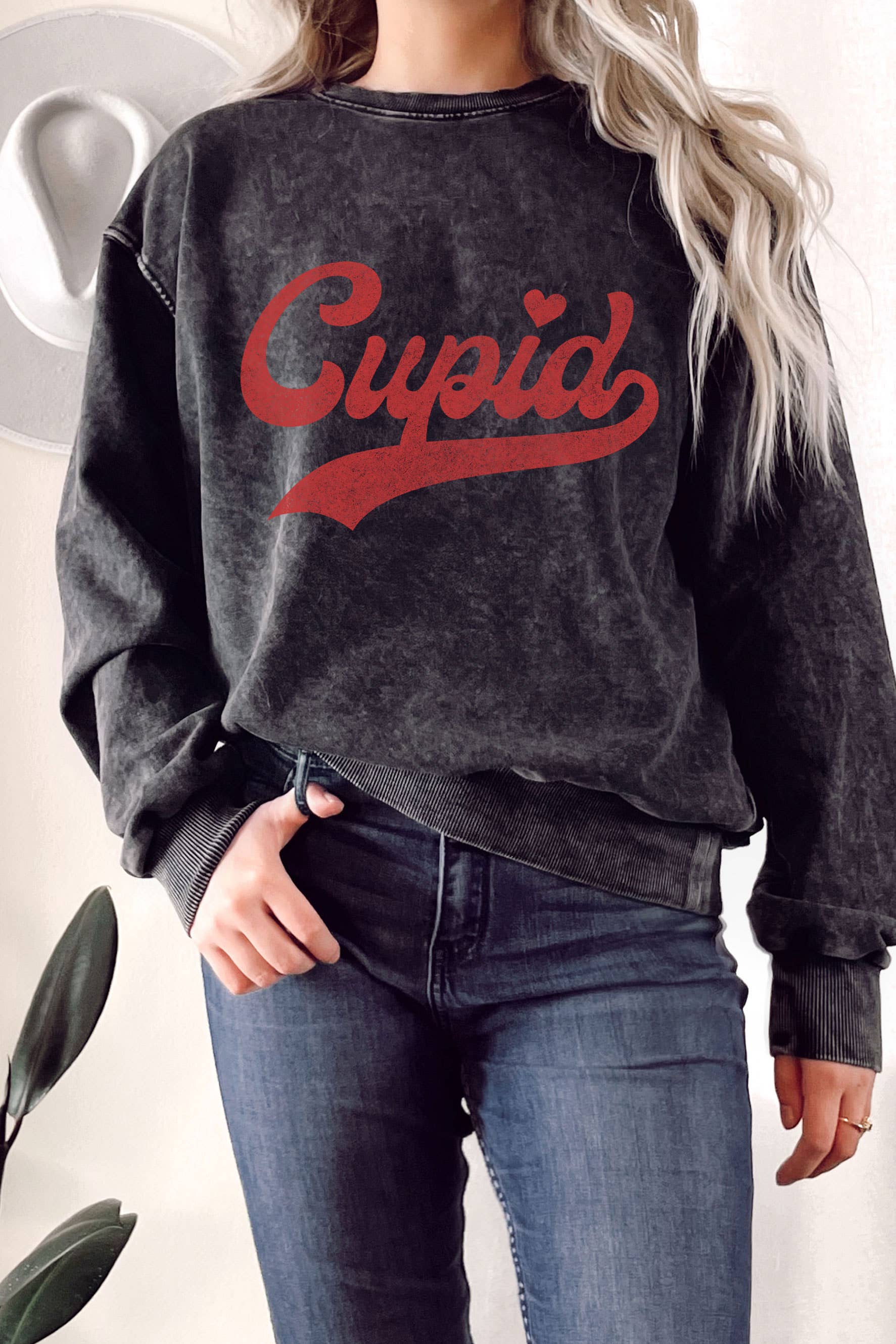 Cupid Heart Puff Mineral Graphic Terry Sweatshirts