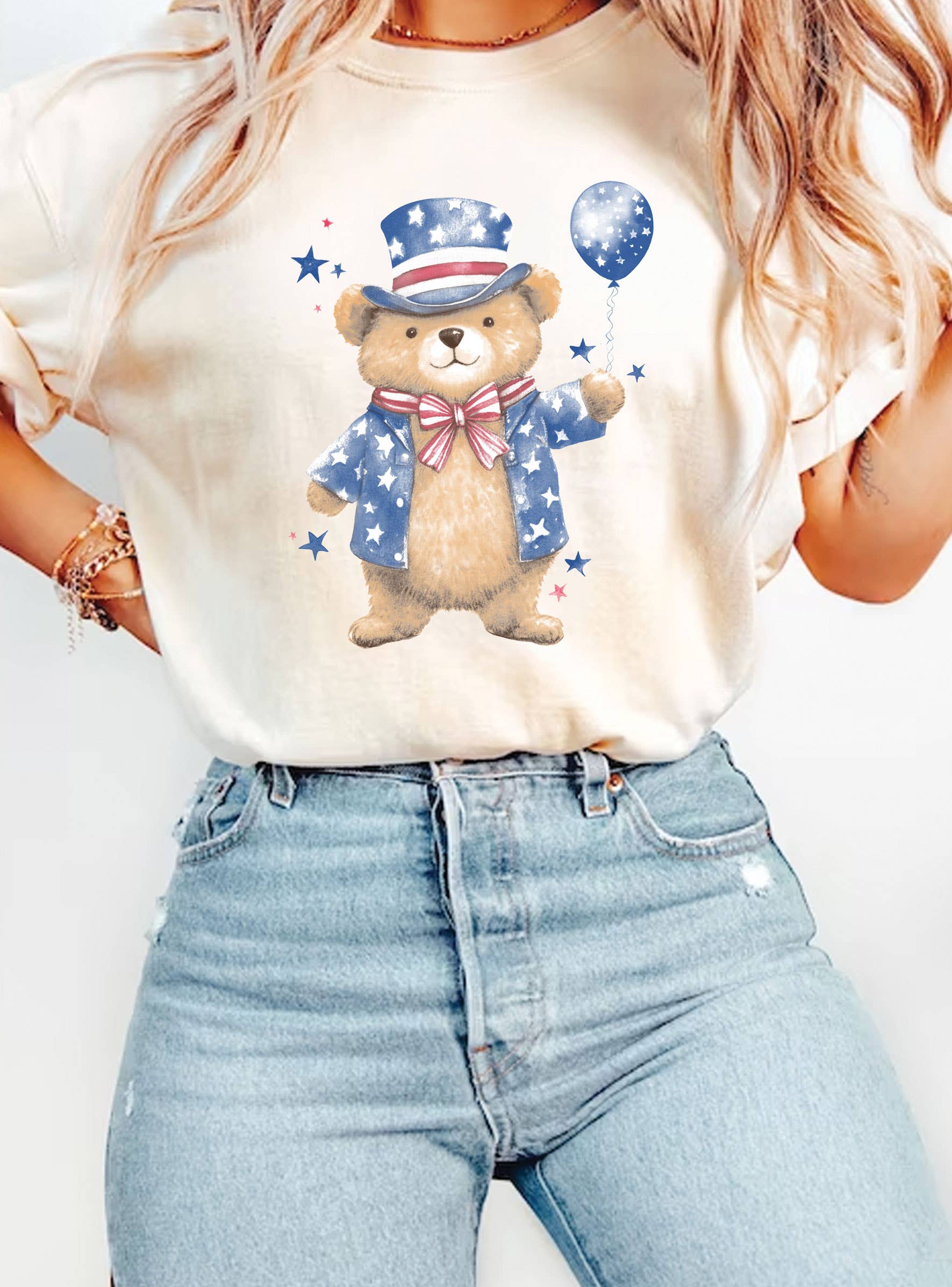 America Teddy Bear Graphic Tshirts