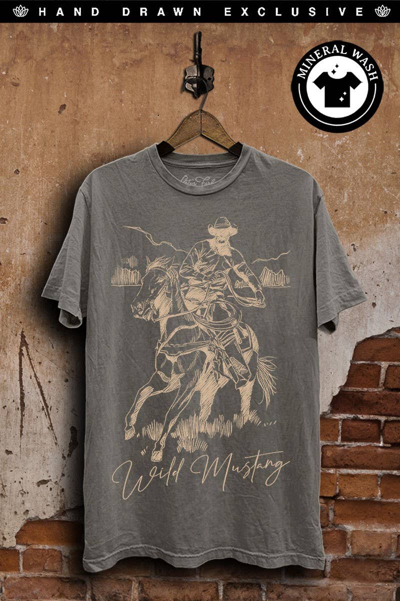 Wild Mustang Cowboy Graphic Top