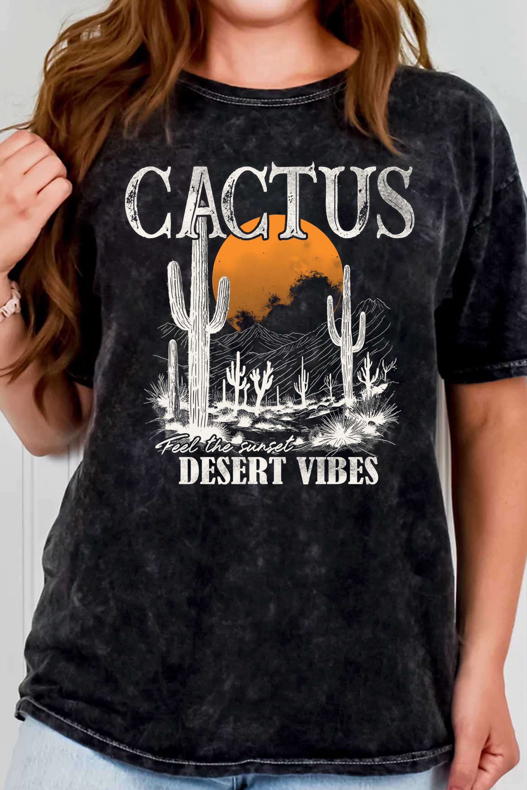 Cactus Feel the Sunset Mineral Graphic T Shirts