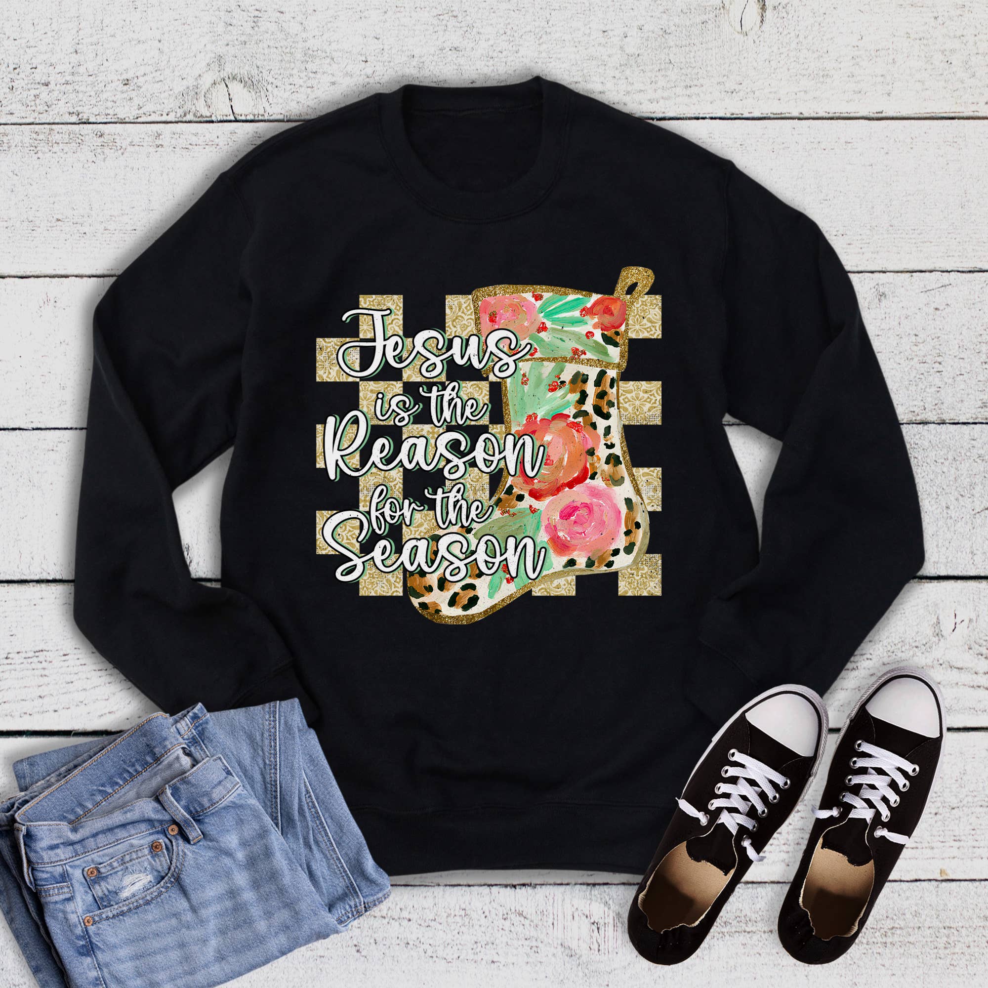Christmas Faith Watercolor Jesus Is the Reason Sweatshirt