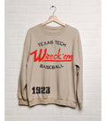 Texas Tech Baseball Stencil Sand Thrifted Sweatshirt