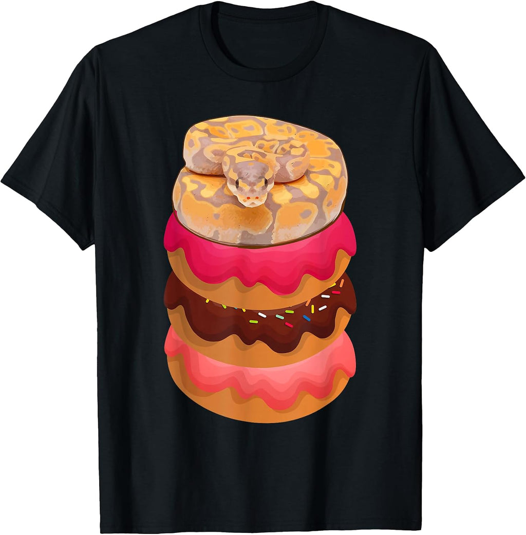 Snake Ball Python Reptile on Doughnuts Donuts Herpetologists T-Shirt