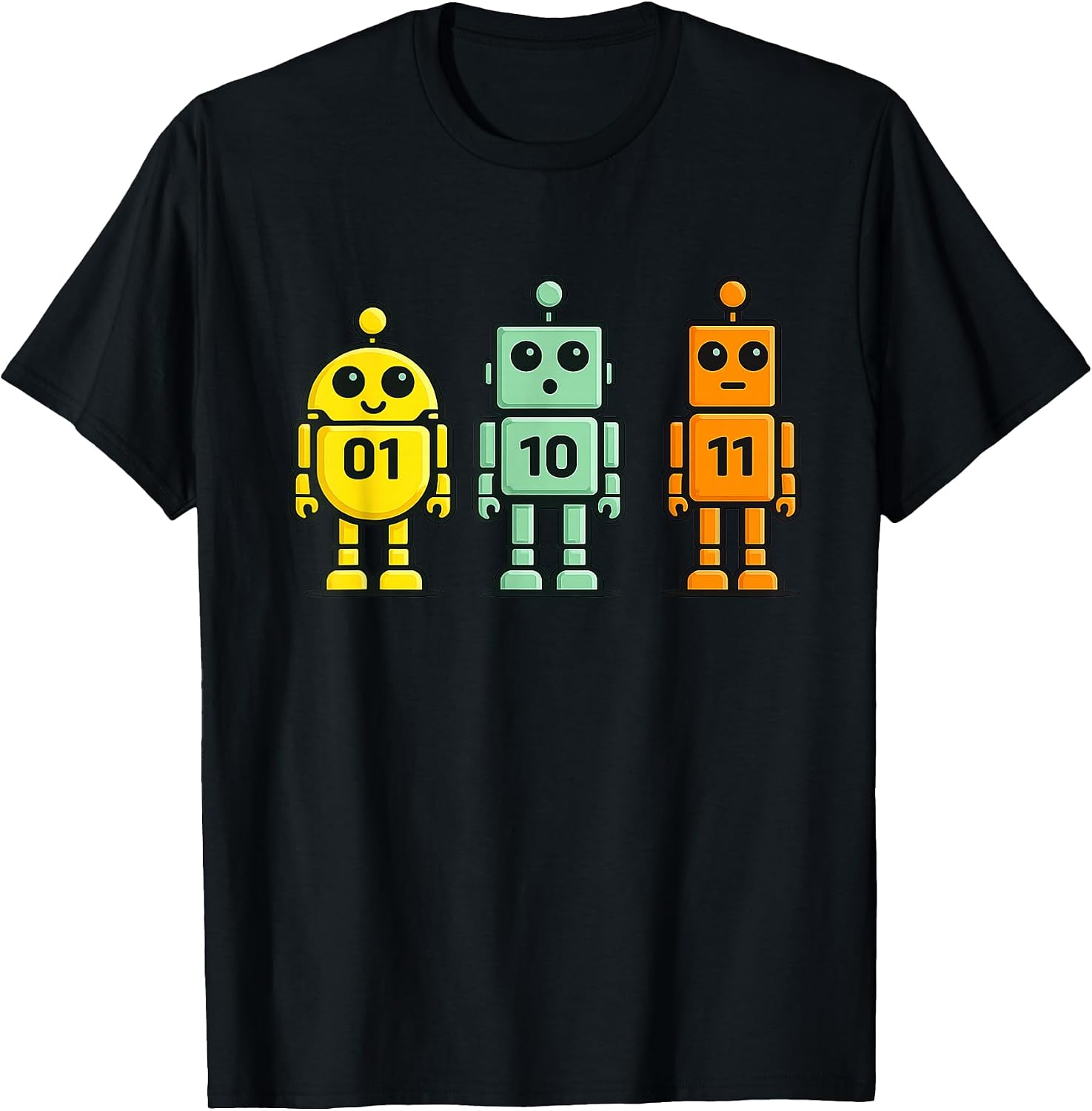 Funny Binary Code Robots 01 10 11 Tee