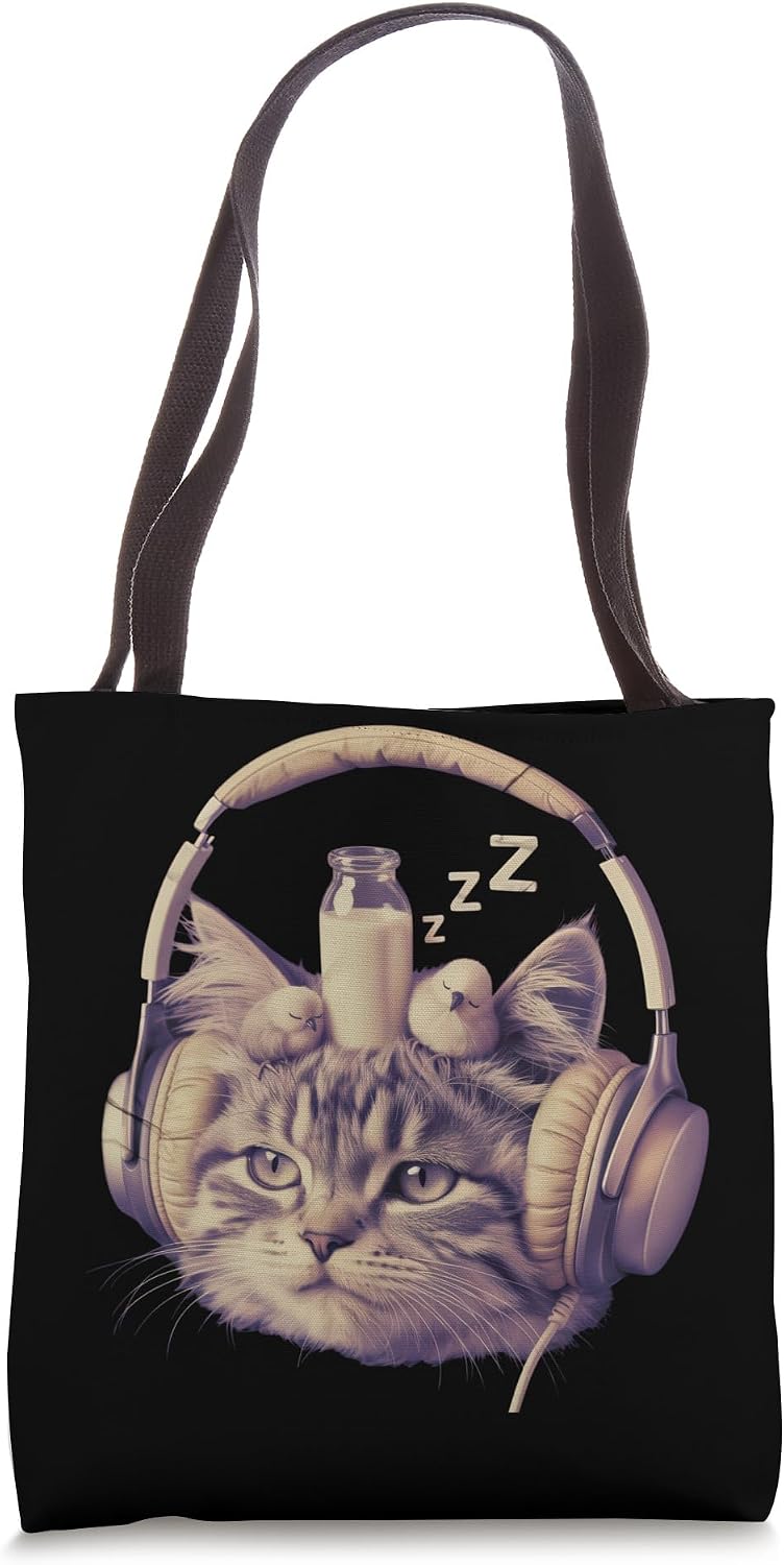 Funny Cat Tshirt With Headphones Silly Meme Cat