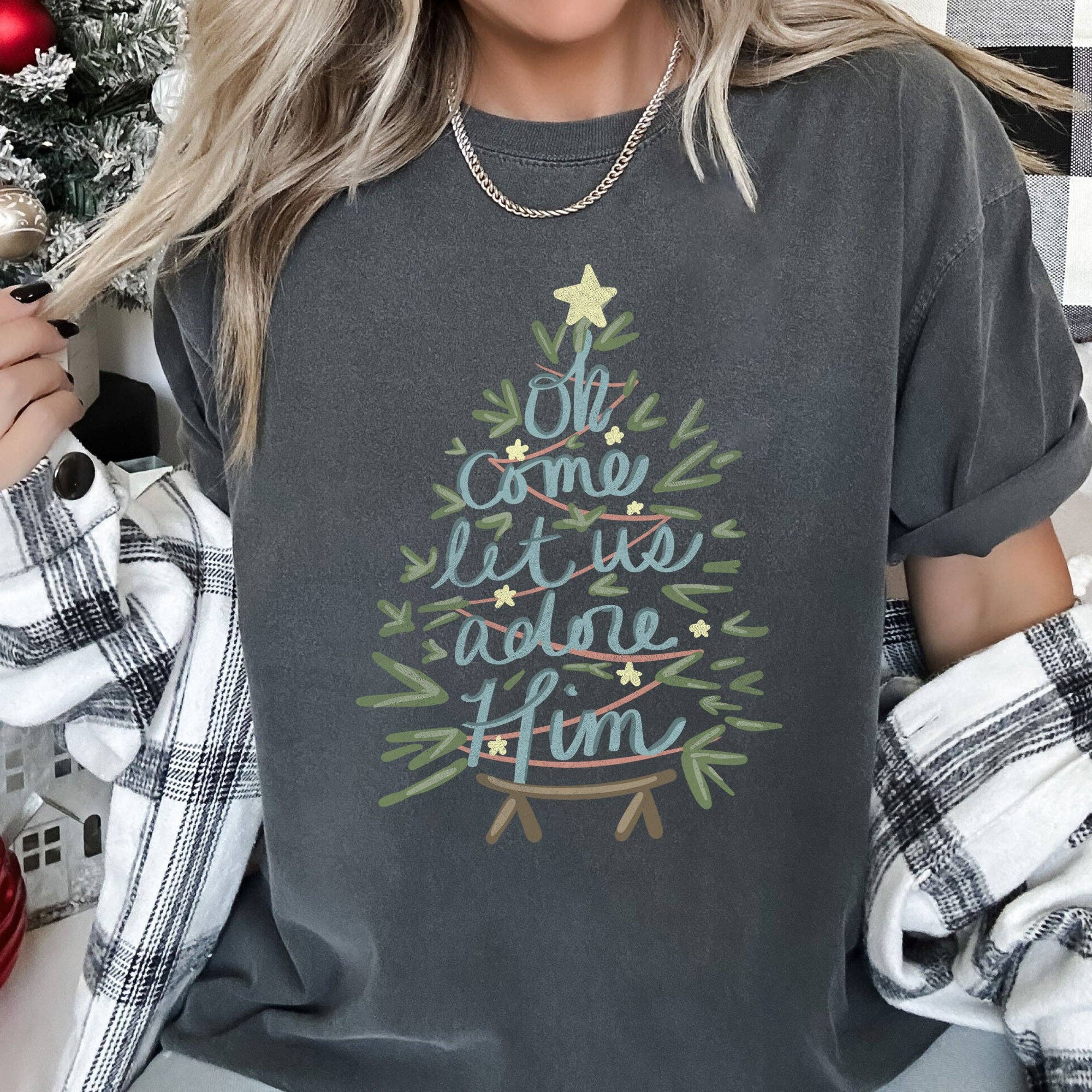 Oh Come Let Us Adore Him, Christmas, Christian, Carol Tshirt