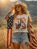 American Cowgirl Boxy Midriff Muscle Top