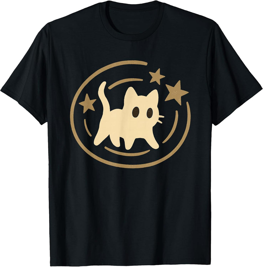 Vintage Y2K Creepy Cute Cat with Stars Graphic Tee