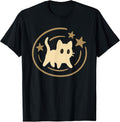 Vintage Y2K Creepy Cute Cat with Stars Graphic Tee