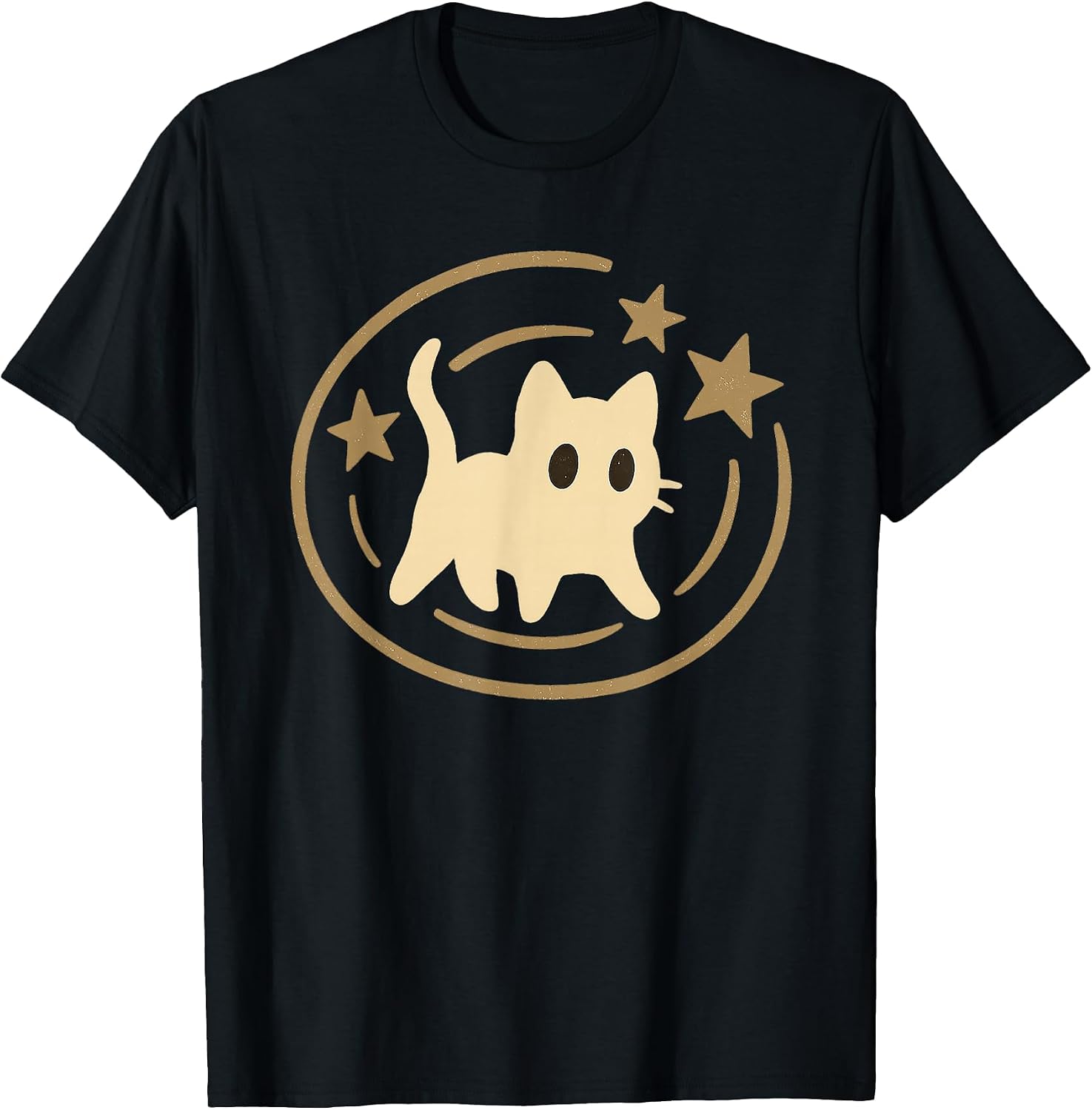 Vintage Y2K Creepy Cute Cat with Stars Graphic Tee