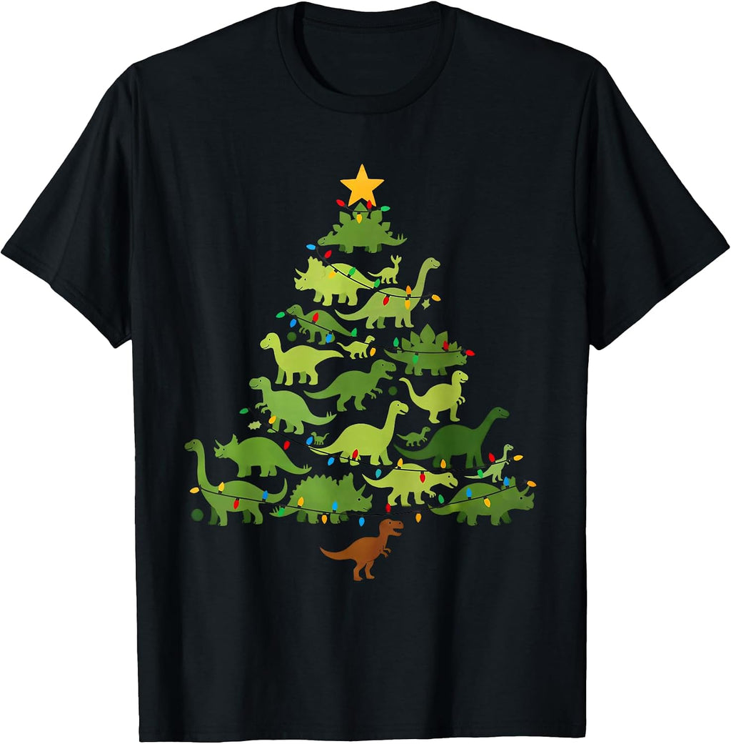 Christmas Tree Dinosaur T-rex Xmas Lights Holiday.