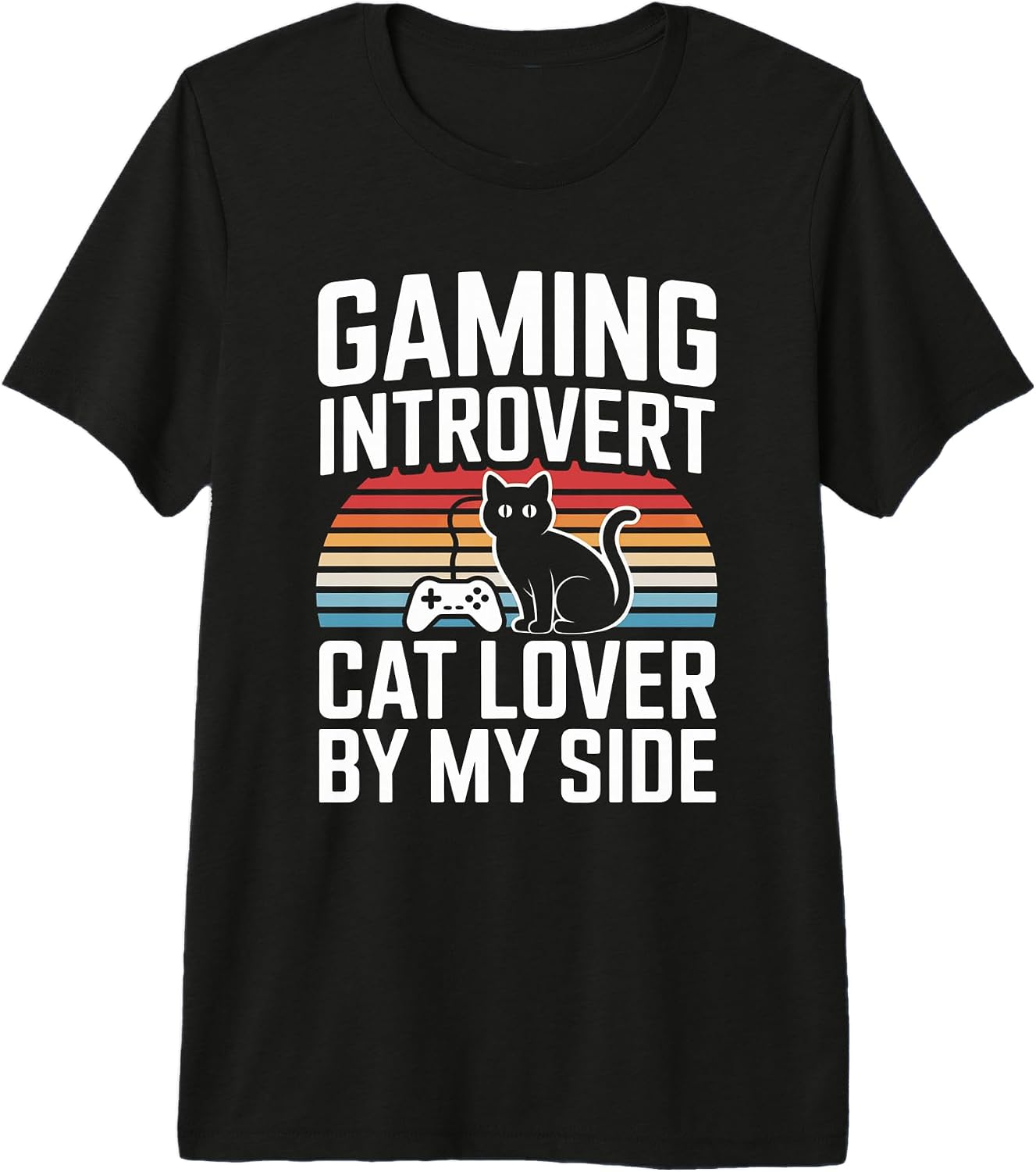 Retro Cat Lover Gamer Introvert Sunset