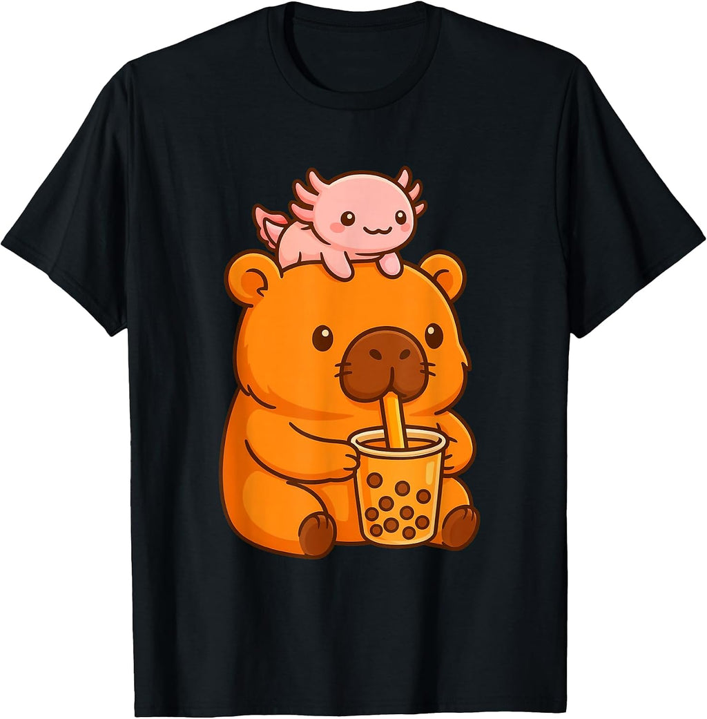 Cute Capybara And Axolotl Kawaii Tee