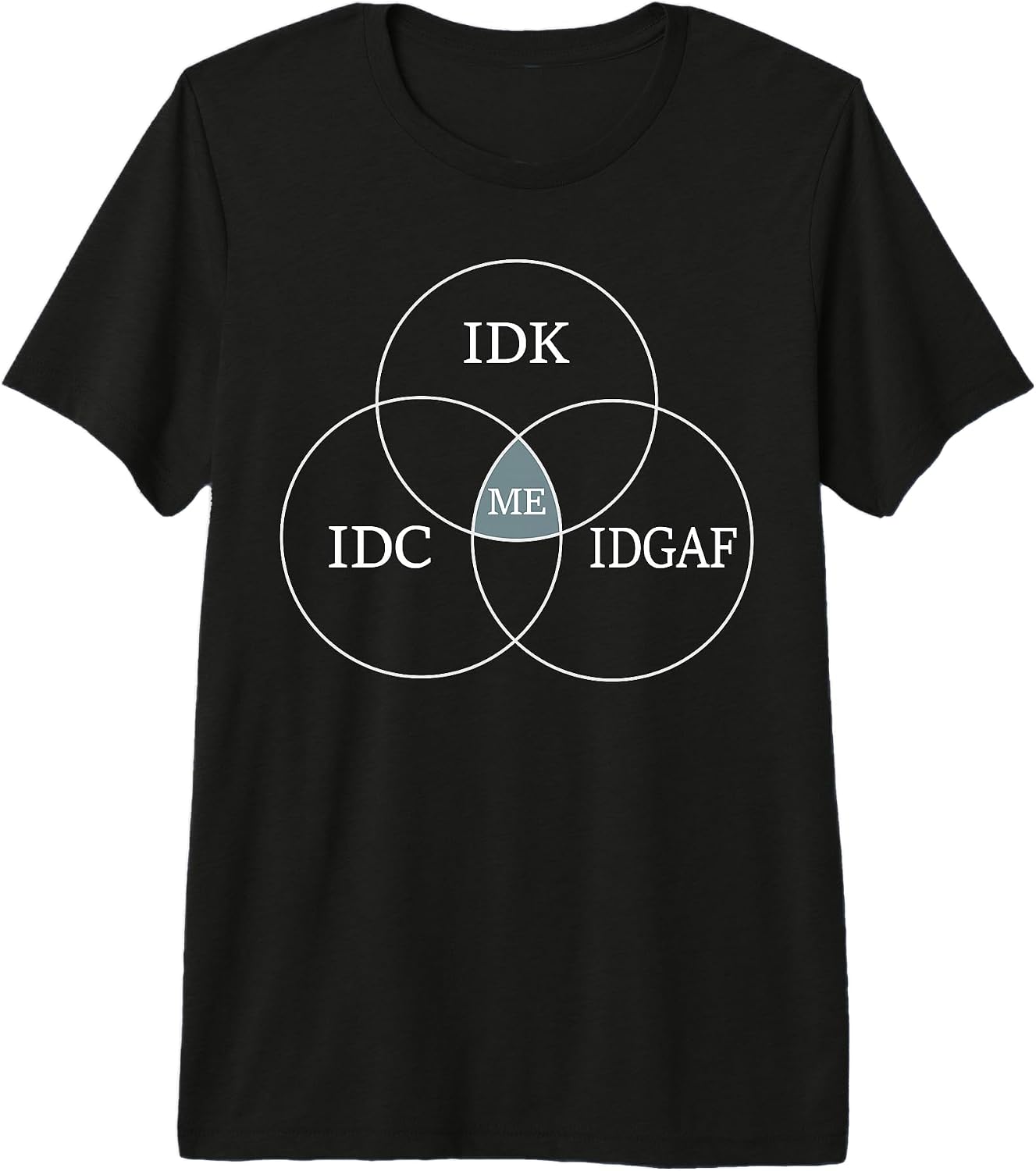 Venn Diagram IDGAF Funny Meme Science IDC IDK tees