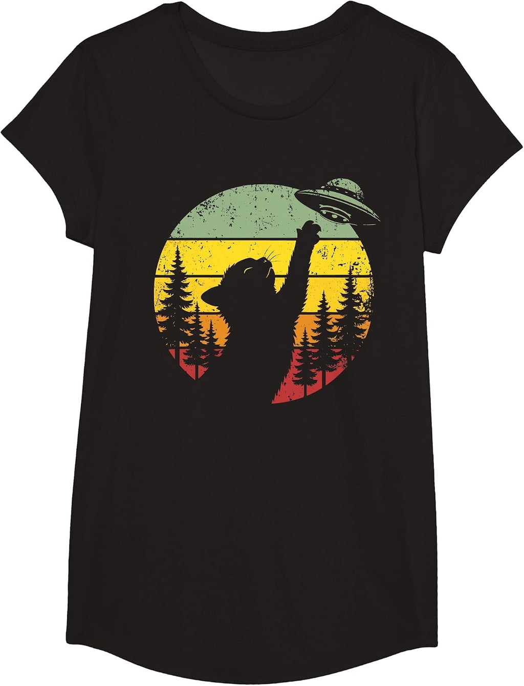 Alien Cat Sunset UFO Day Merch...