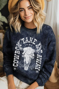 Cowboy Take Me Awy Mineral Graphic Brushed Sweatshirts