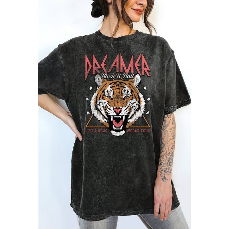 Dreamer Tiger Oversize Mineral Wash T