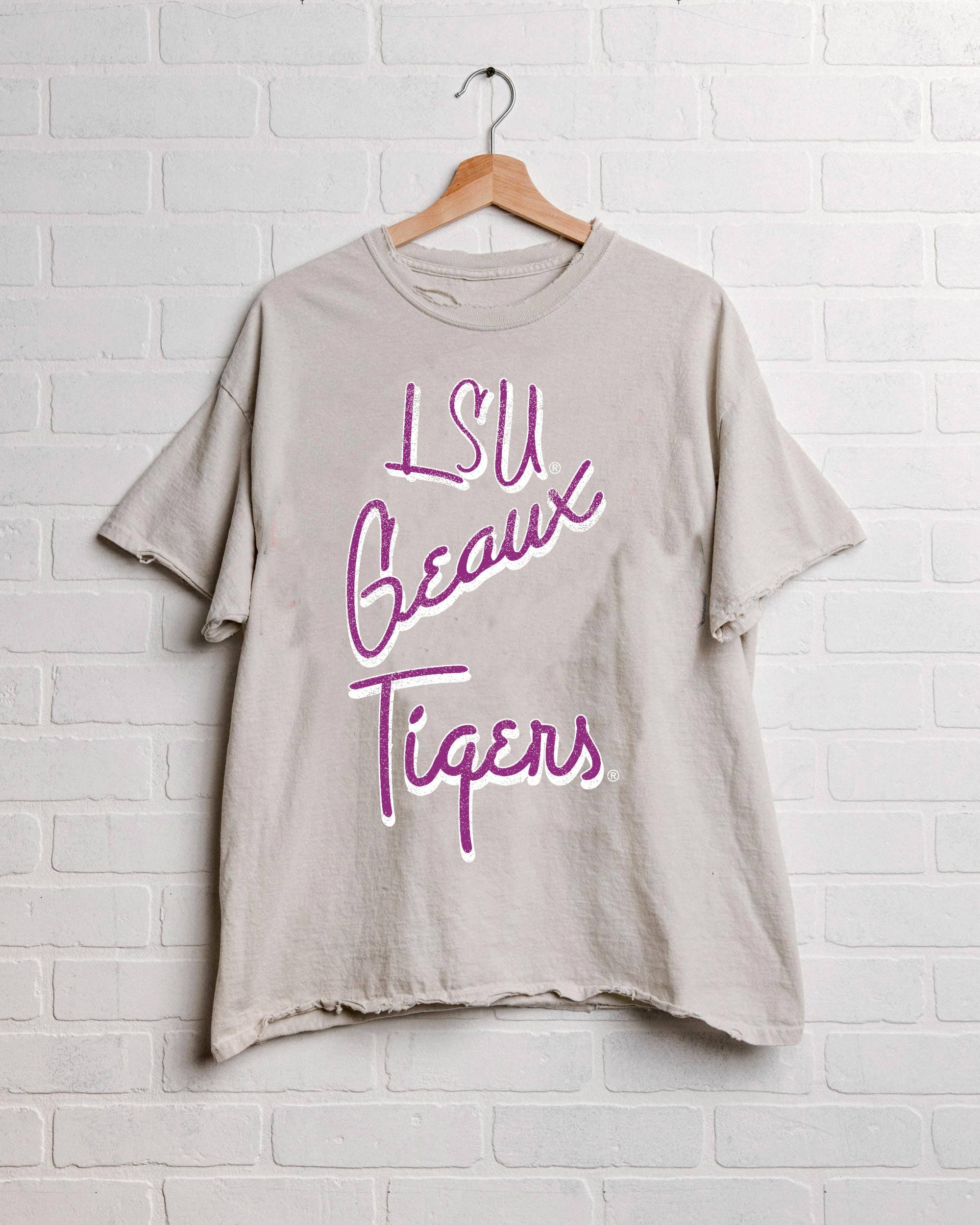 Lsu Geaux Tigers Beverly Gray Thrifted Tee
