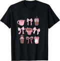 Cute Hot Iced Coffee and PInk Bows Girly Aesthetic