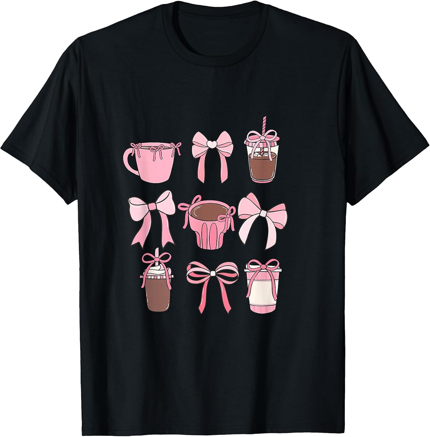 Cute Hot Iced Coffee and PInk Bows Girly Aesthetic