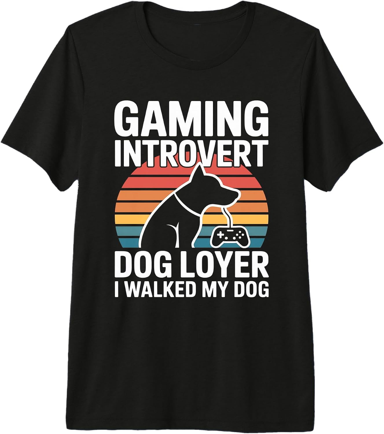 Introvert Dog Gamer Retro Sunset Humor