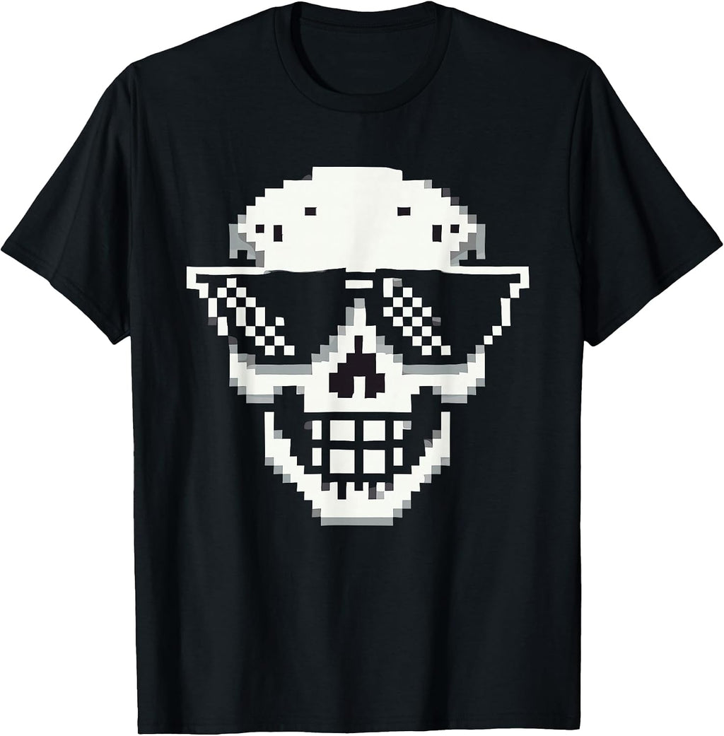 Pixelated Cool Skull Gamer Art Style