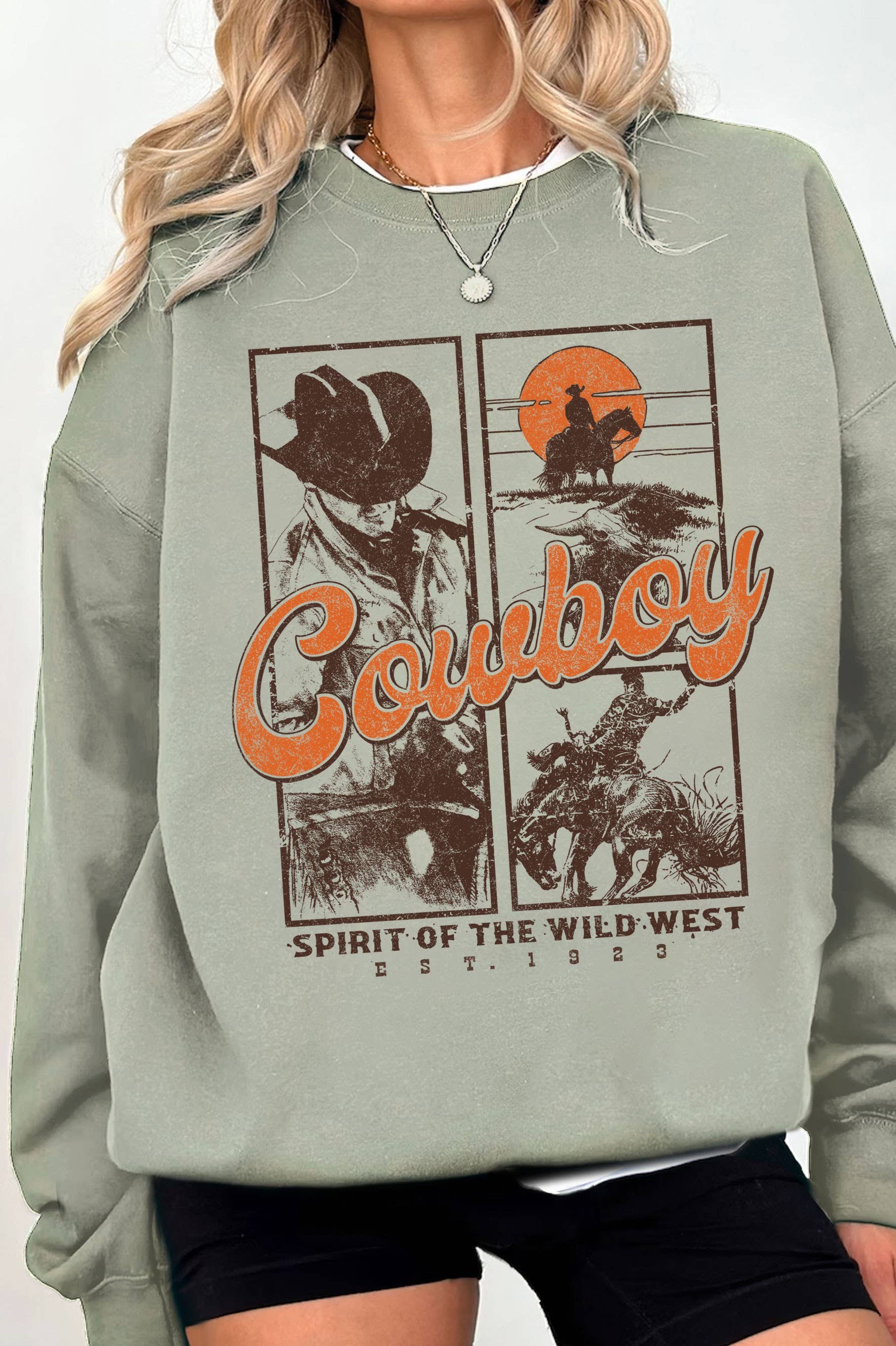 Cowboy Spirit Wild West Graphic Brushed Sweatshirts