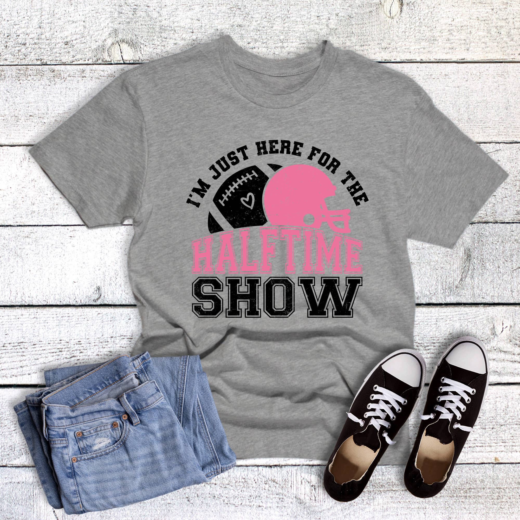 Football Just Here For Halftime Show Graphic Tee