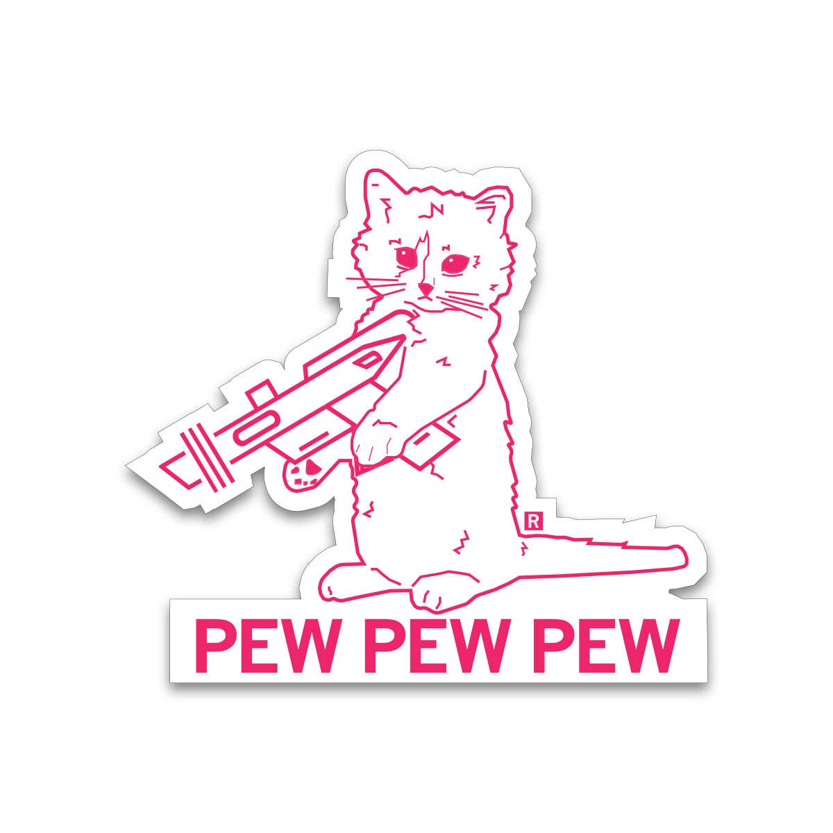 Pew Pew Pew Pink Outline Die-Cut Sticker
